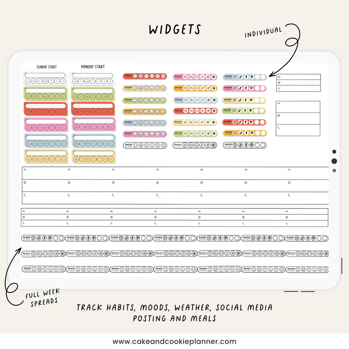 Stickies and Widgets - Baked in Color - Digital Planner Stickers