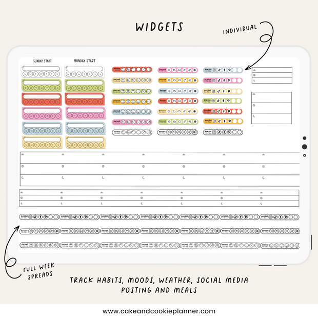 Stickies and Widgets - Baked in Color - Digital Planner Stickers