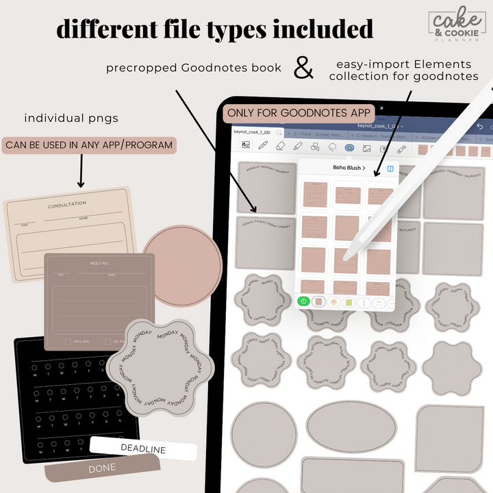 Stickies and Widgets - Neutral Contemporary - Digital Planner Stickers