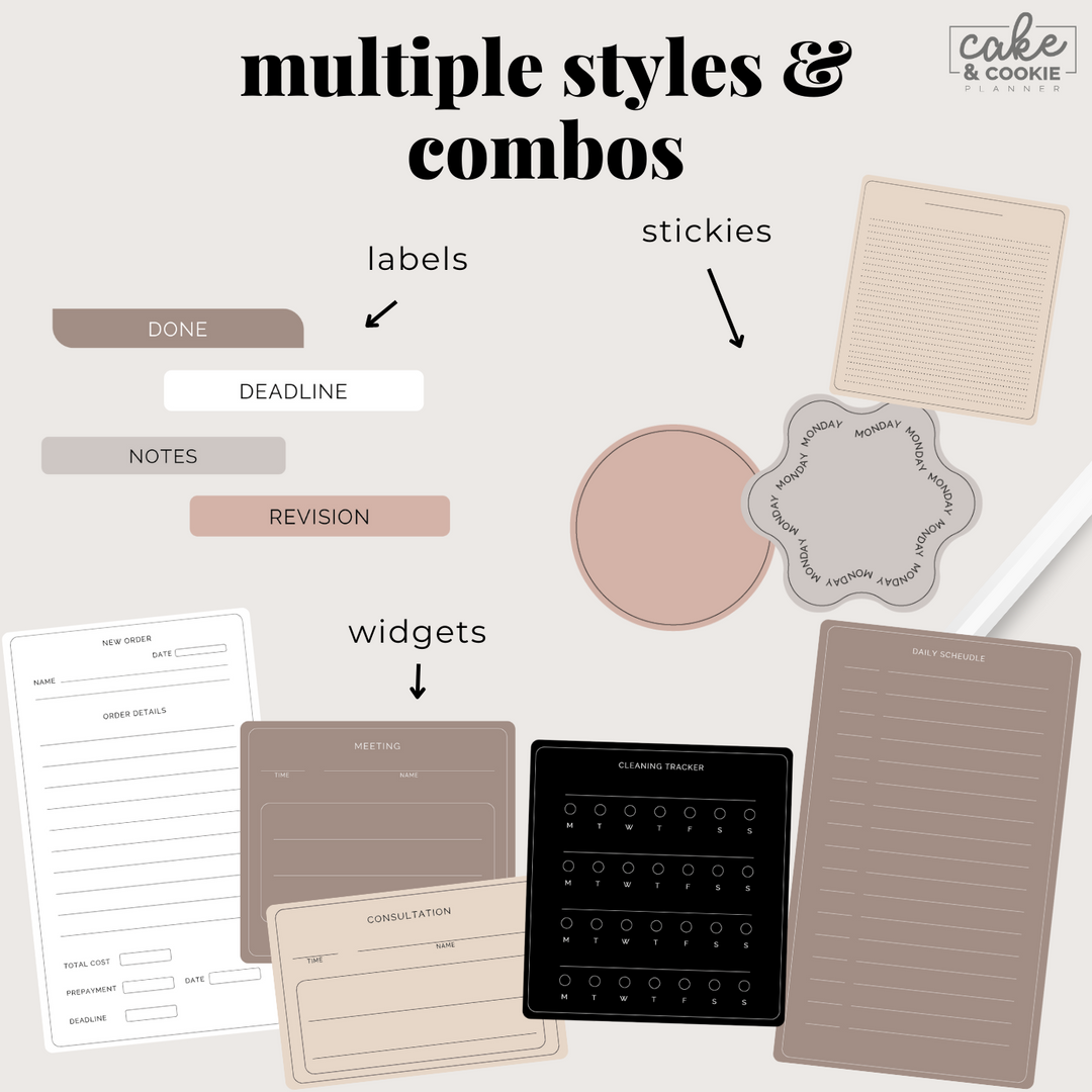 Stickies and Widgets - Neutral Contemporary - Digital Planner Stickers