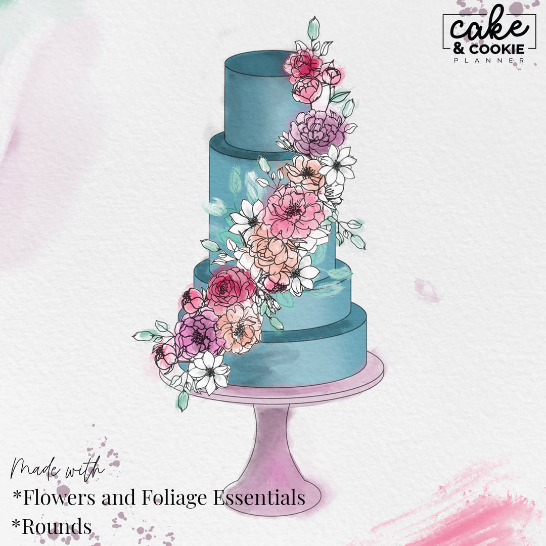 Flowers & Foliage Essentials Procreate Pack - Digital Cake Sketching