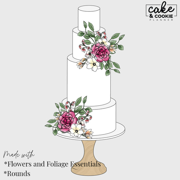 Flowers & Foliage Essentials Procreate Pack - Digital Cake Sketching