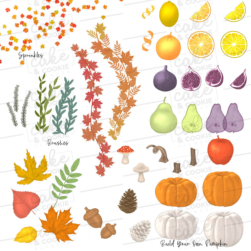 Autumn Seasonal Procreate Pack - Digital Cake Sketching