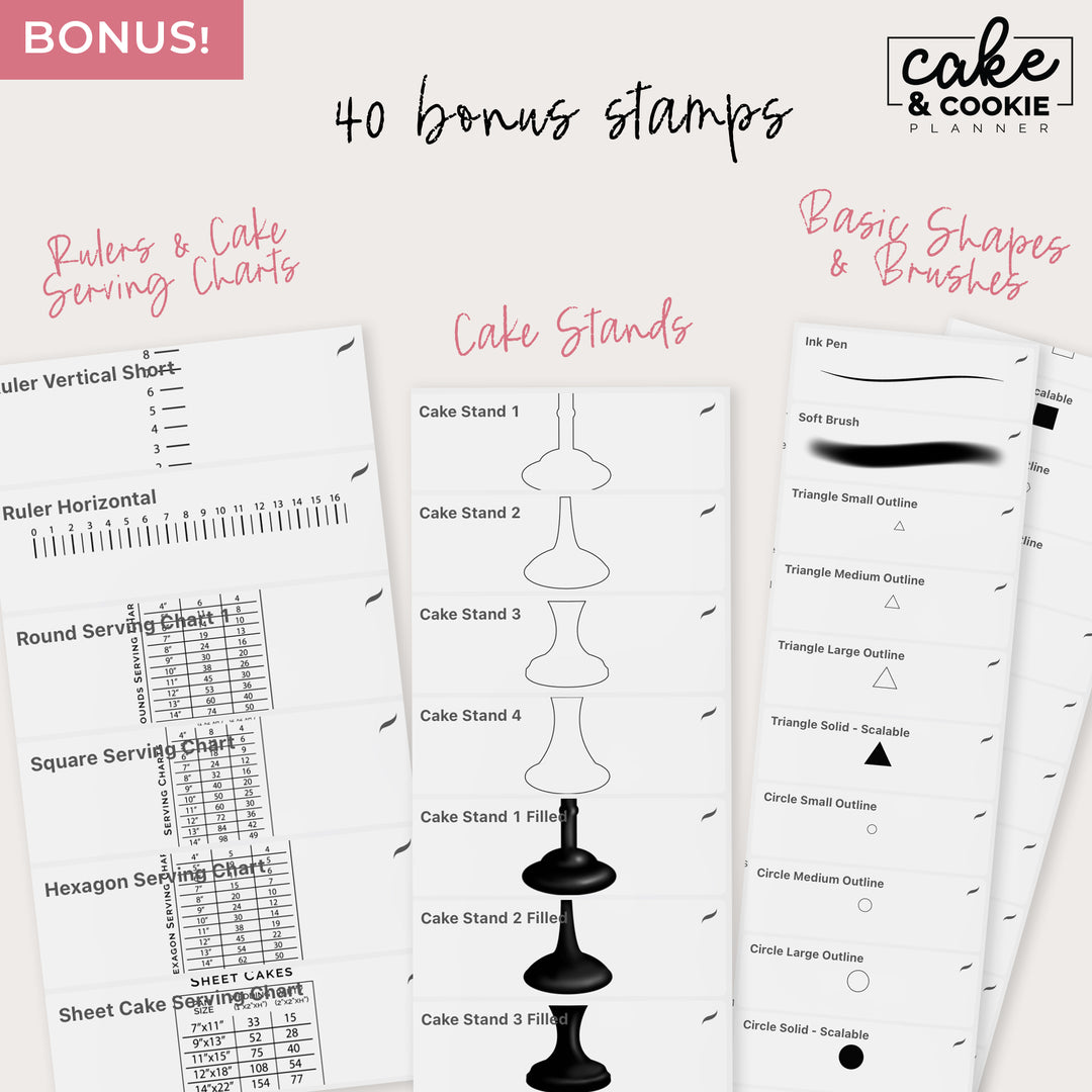 Tiers - Rounds Cakes Procreate Pack - Digital Cake Sketching