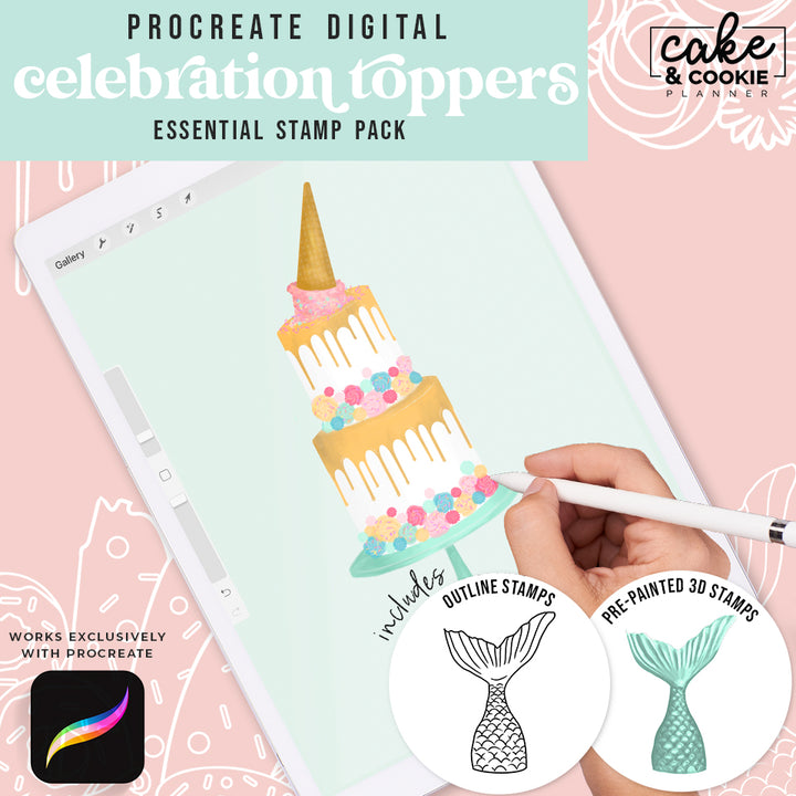 Celebration Toppers Procreate Pack - Digital Cake Sketching