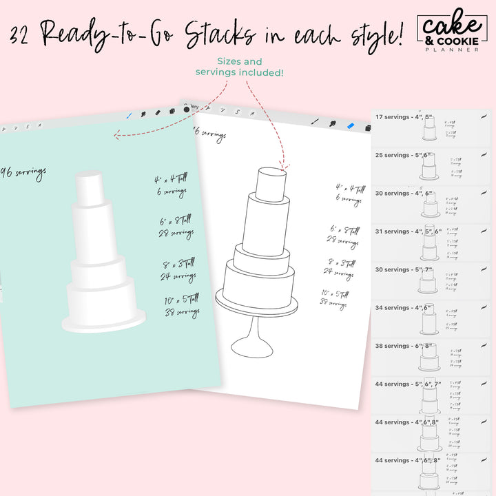 Tiers - Rounds Cakes Procreate Pack - Digital Cake Sketching