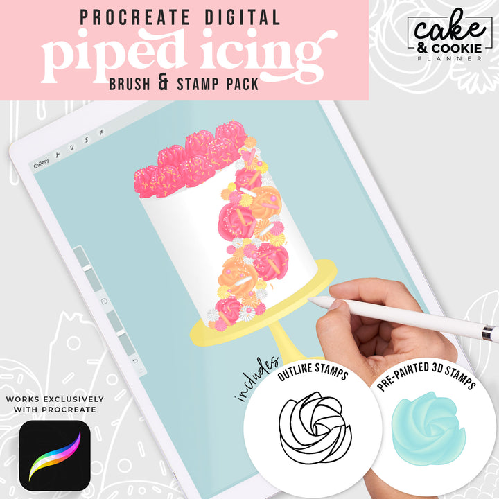 Piped Icing Procreate Pack - Digital Cake Sketching