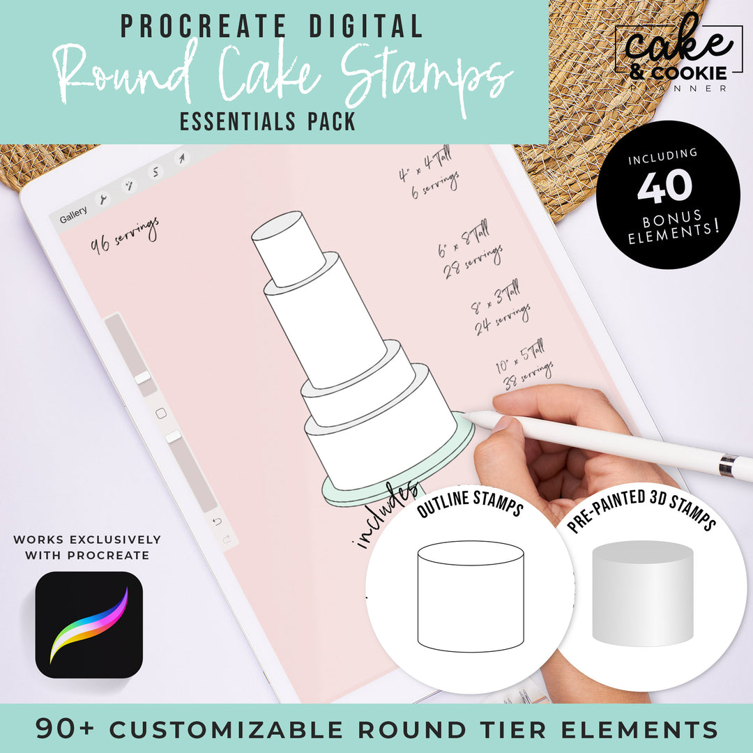 Cake Tiers + Cake Slices BUNDLE Procreate Pack - Digital Cake Sketching