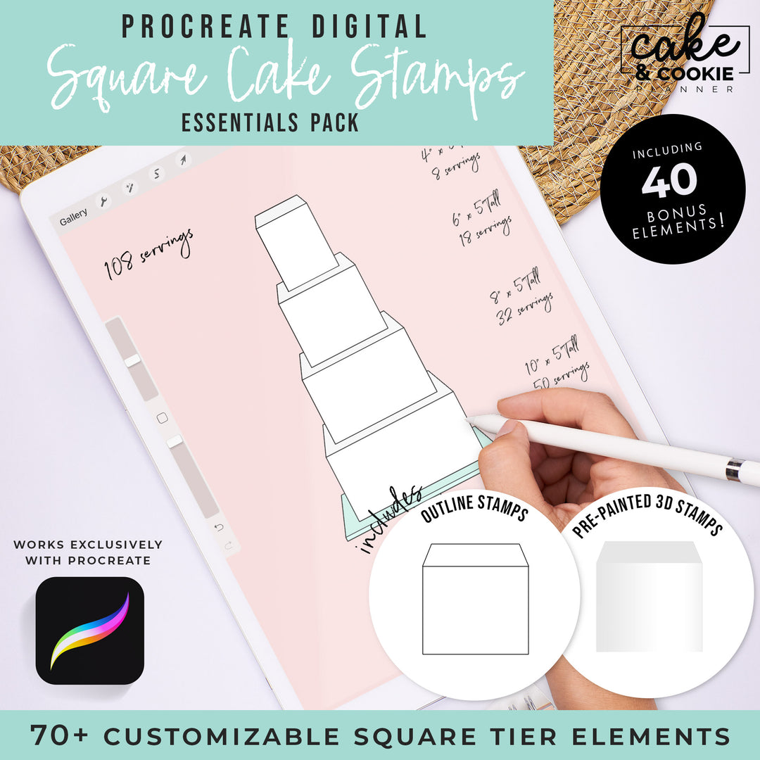 Cake Tiers + Cake Slices BUNDLE Procreate Pack - Digital Cake Sketching