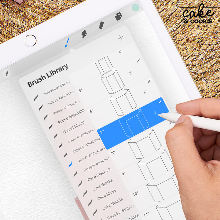 Tiers - Hexagon Cakes Procreate Pack - Digital Cake Sketching
