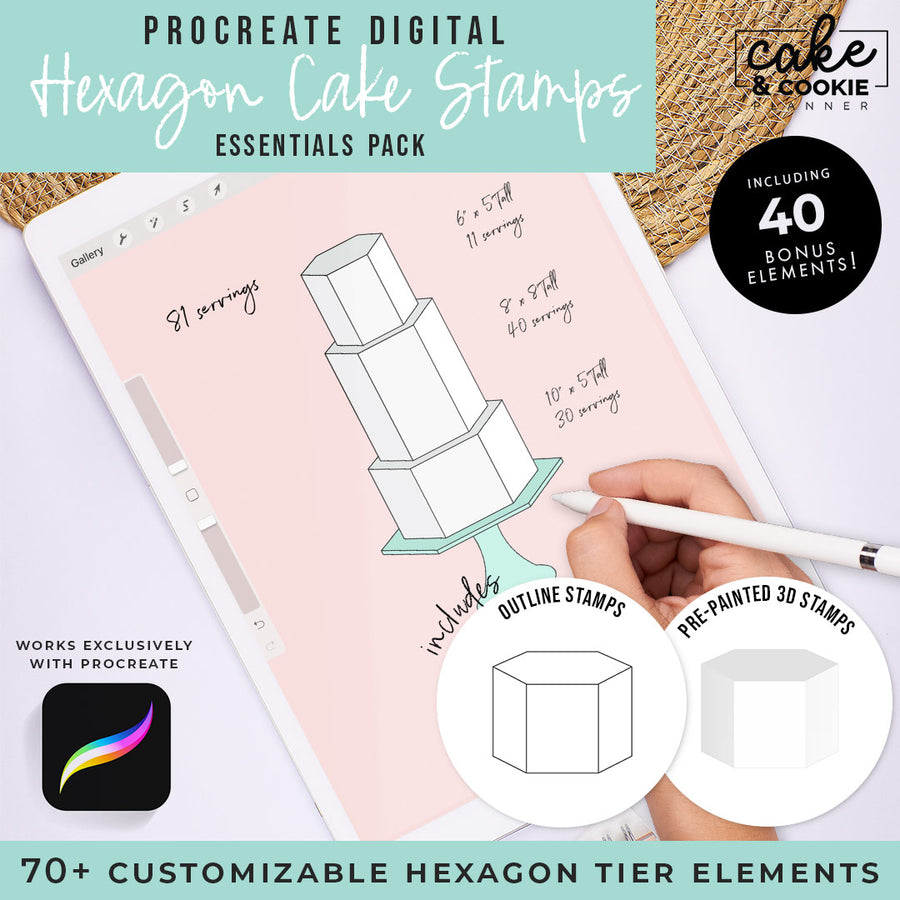 Tiers - Hexagon Cakes Procreate Pack - Digital Cake Sketching – Cake ...