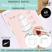 Tiers - Hexagon Cakes Procreate Pack - Digital Cake Sketching