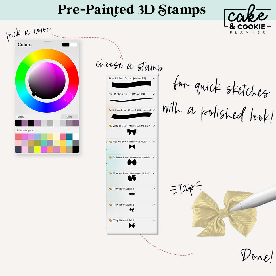 Bows Procreate Pack - Digital Cake Sketching