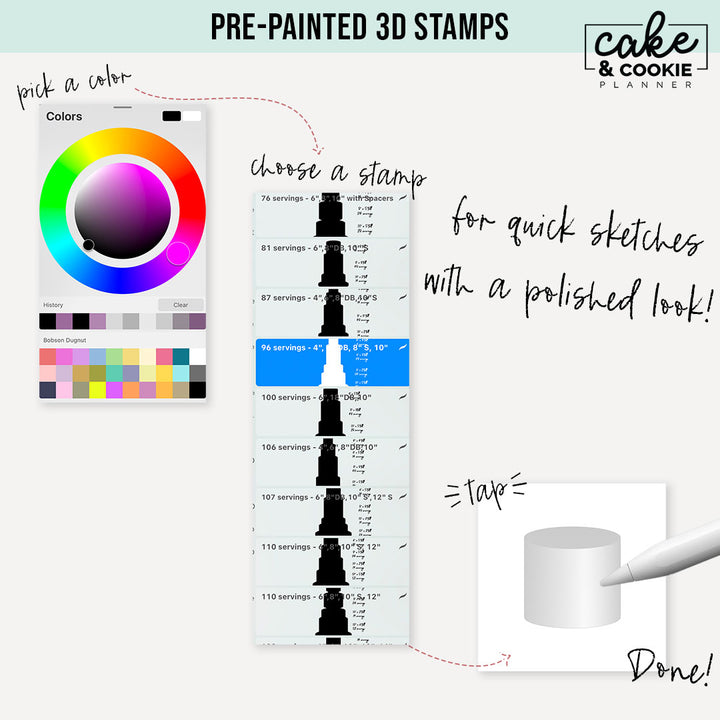 Tiers - Rounds Cakes Procreate Pack - Digital Cake Sketching