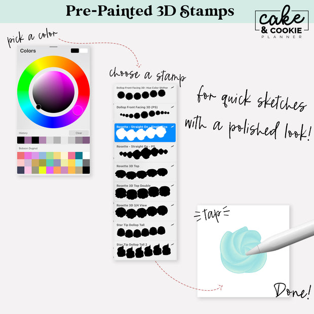 Piped Icing Procreate Pack - Digital Cake Sketching