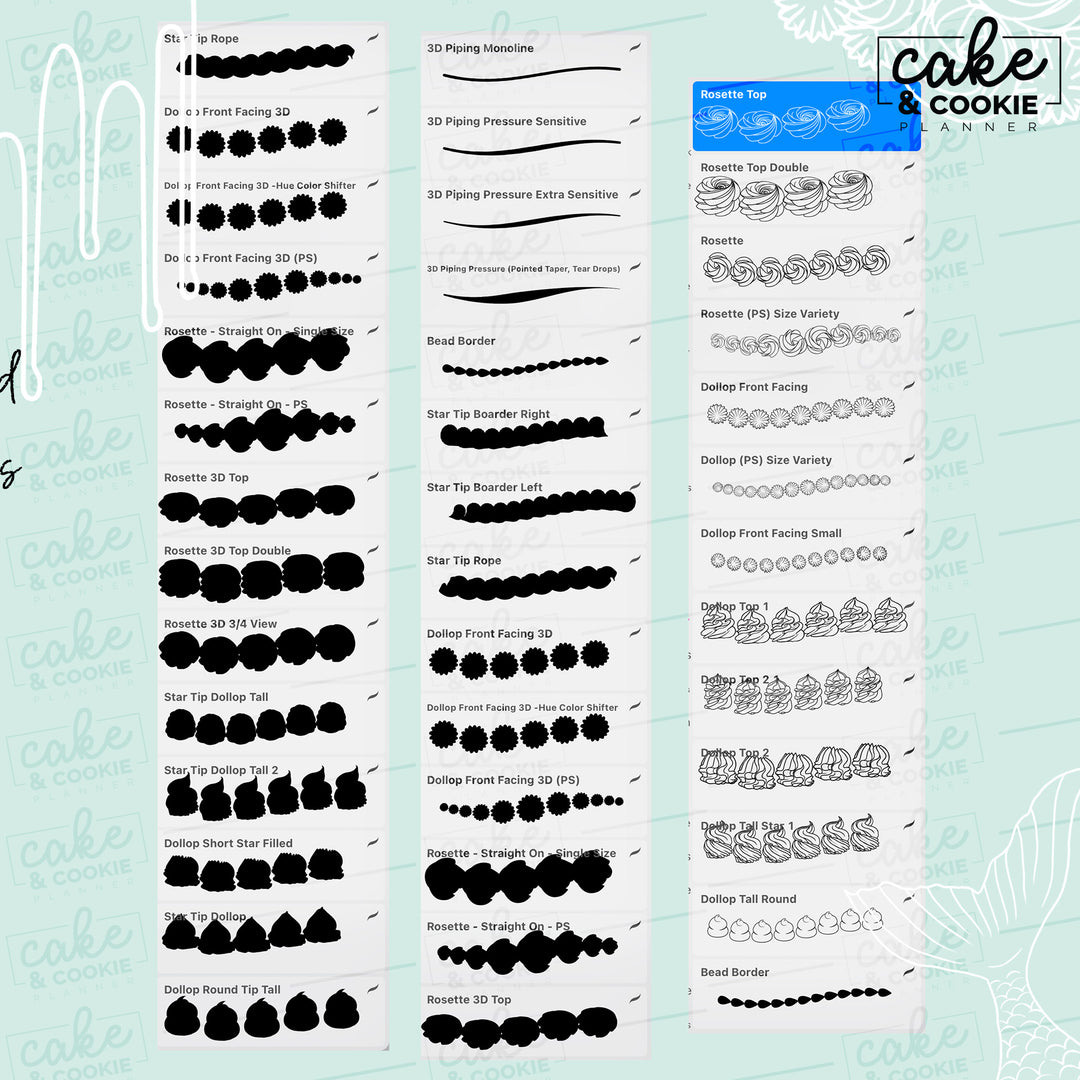 Piped Icing Procreate Pack - Digital Cake Sketching