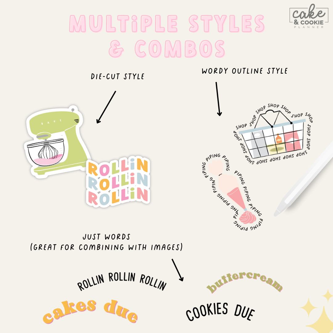 Baking Illustrations Pack - Baked in Color - Digital Planner Stickers ...
