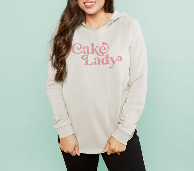 "Cake Lady" Hoodie - Pink on Cream