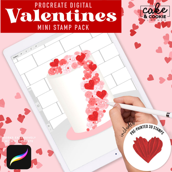 Valentines Stamps & Brushes Procreate Mini Pack - Digital Cake Sketching