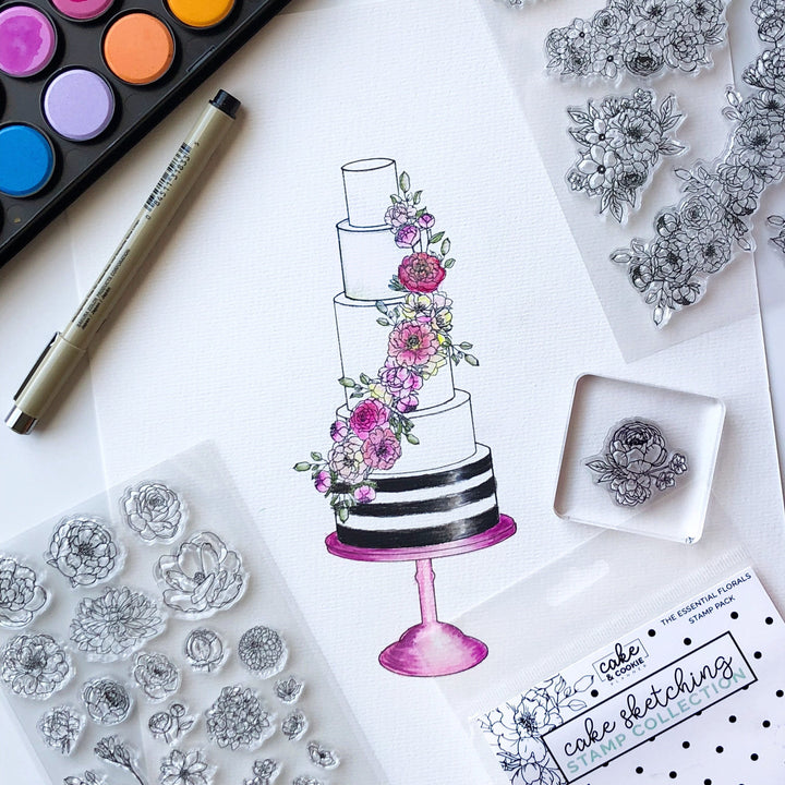 Cake Sketching Stamps - Floral Essentials