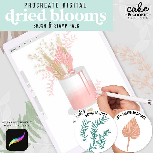 Dried Blooms Procreate Pack - Digital Cake Sketching