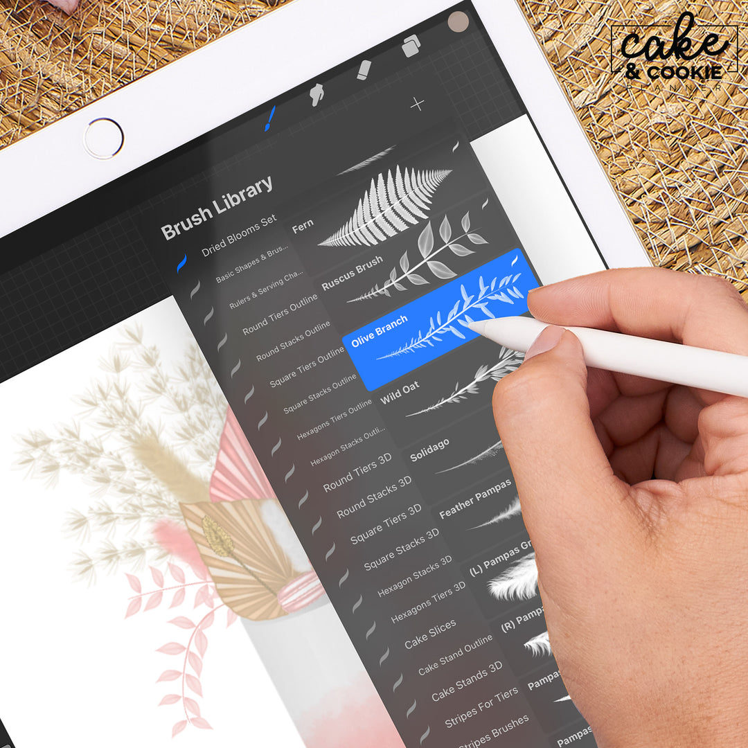 Dried Blooms Procreate Pack - Digital Cake Sketching