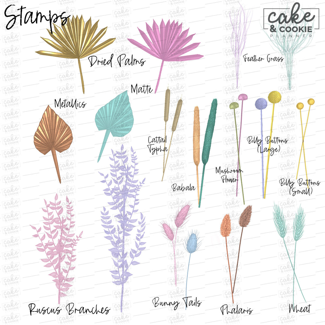 Dried Blooms Procreate Pack - Digital Cake Sketching