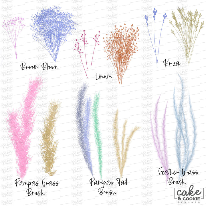 Dried Blooms Procreate Pack - Digital Cake Sketching