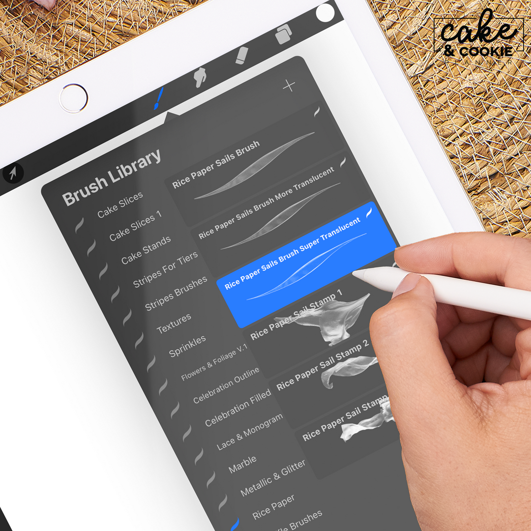 Rice Paper Brushes & Stamps Procreate Pack - Digital Cake Sketching