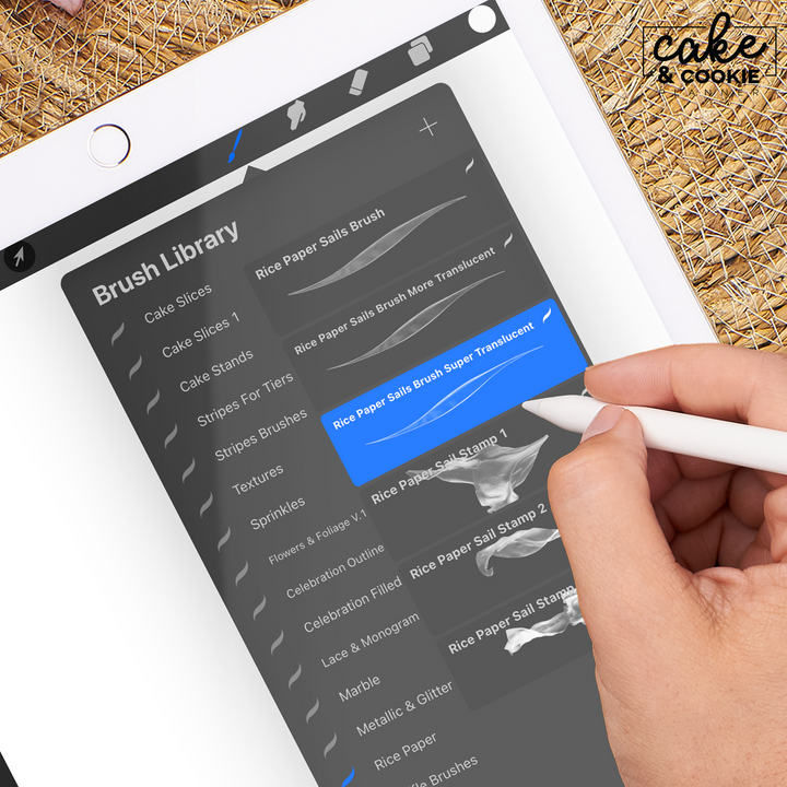 Rice Paper Brushes & Stamps Procreate Pack - Digital Cake Sketching