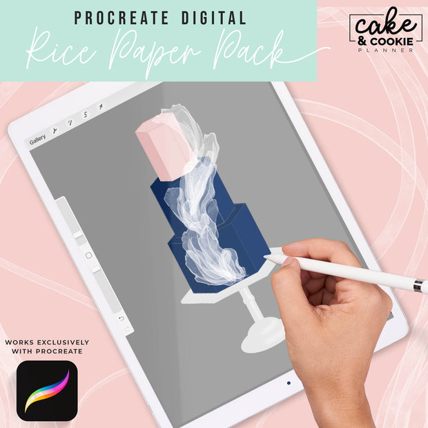 Rice Paper Brushes & Stamps Procreate Pack - Digital Cake Sketching