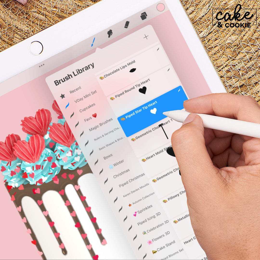 Valentines Stamps & Brushes Procreate Mini Pack - Digital Cake Sketching