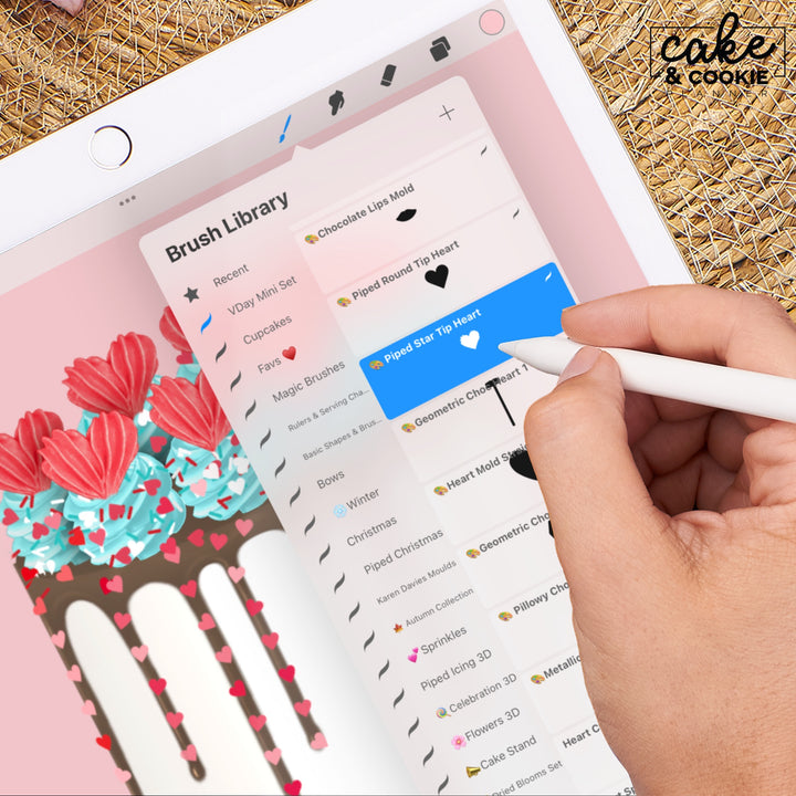 Valentines Stamps & Brushes Procreate Mini Pack - Digital Cake Sketching