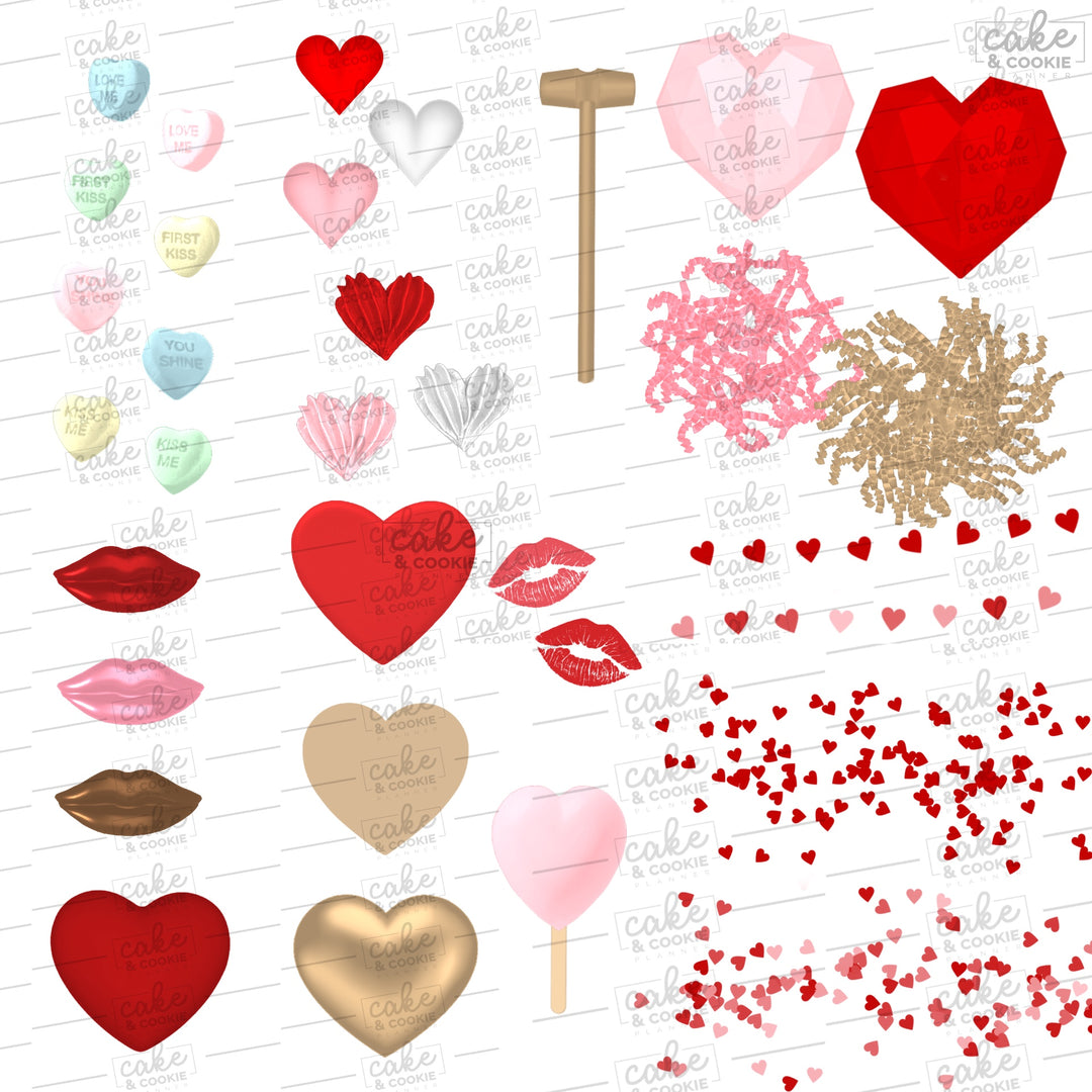 Valentines Stamps & Brushes Procreate Mini Pack - Digital Cake Sketching