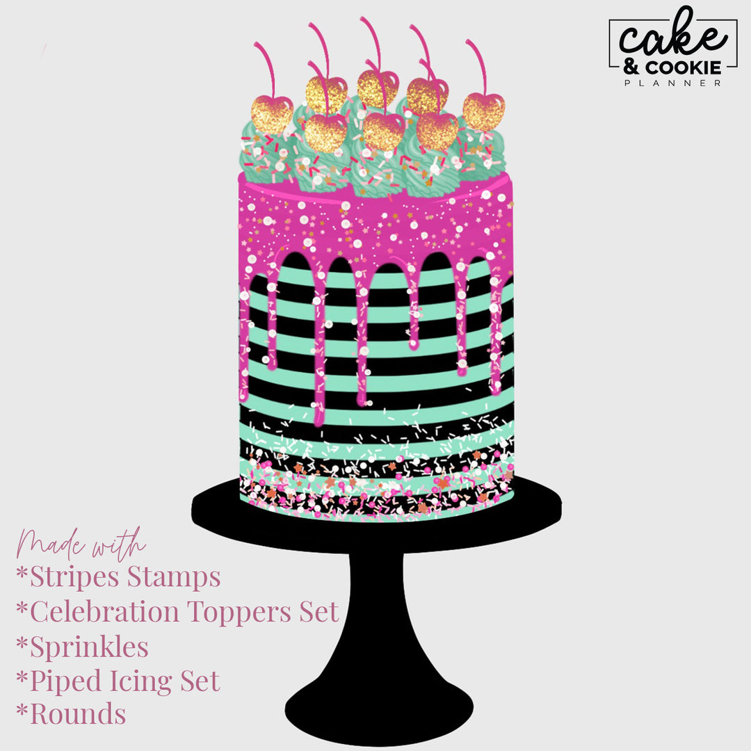 Stripe Stamps & Brushes Procreate Pack - Digital Cake Sketching