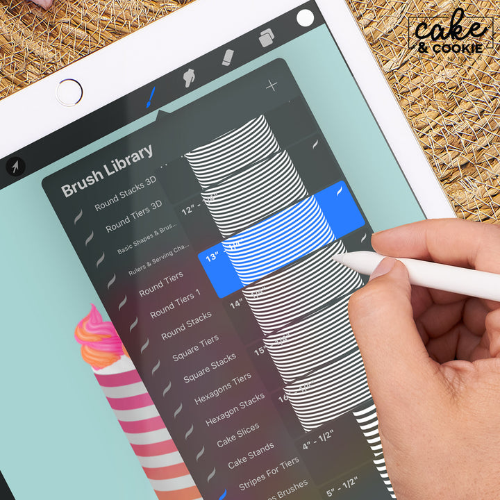 Stripe Stamps & Brushes Procreate Pack - Digital Cake Sketching